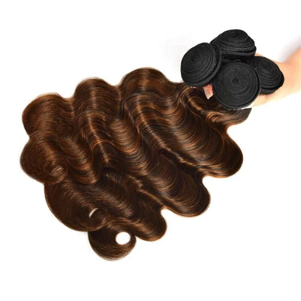 Brown Balayage Highlight Body Wave Human Hair Weave Bundles