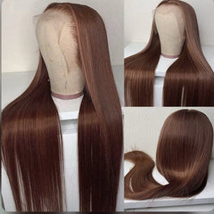 32Inch Wear And Go #4 Chocolate Brown Barbie Colored Straight Lace Front Wig