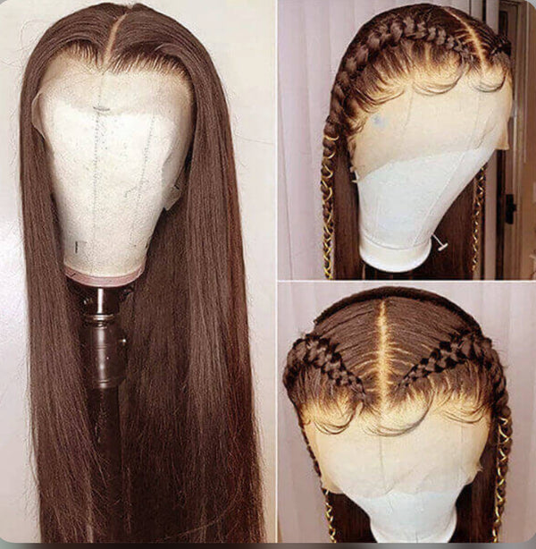 32Inch Wear And Go #4 Chocolate Brown Barbie Colored Straight Lace Front Wig