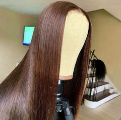 32Inch Wear And Go #4 Chocolate Brown Barbie Colored Straight Lace Front Wig