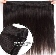 Brazilian Straight 3 Bundle with 6*6 Transparent Lace Closure
