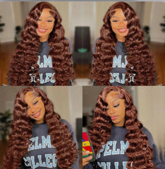 #4 Chocolate Brown 13*6 Loose Deep Wave Transparent Lace Front Wig