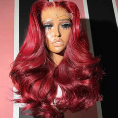 Cherry Red Body Wave 13x4 Lace Front Wig Pre Plucked Glueless Bob Wigs