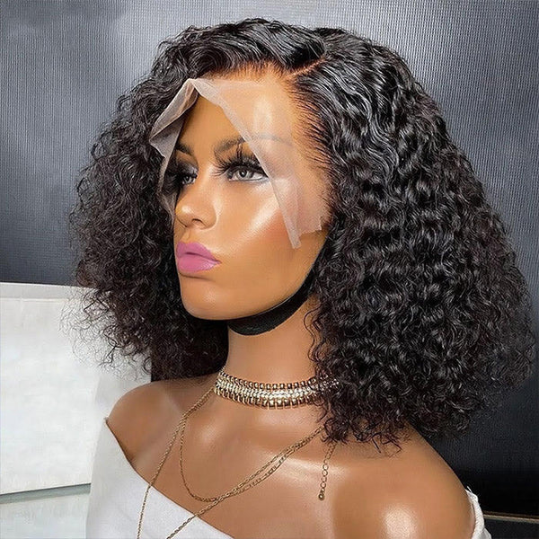 Deep Wave Bob Wig 13x4 Lace Frontal Wig Human Hair Natural Hairline Short Curly Wig