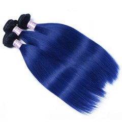 1B/ Blue Colored Body Wave Human Hair 3 Bundles With 4X4 Lace Closure