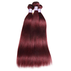 99J Burgundy Straight Hair Bundles With 4x4 Closure