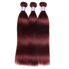 99J Burgundy Straight Hair Bundles With 4x4 Closure